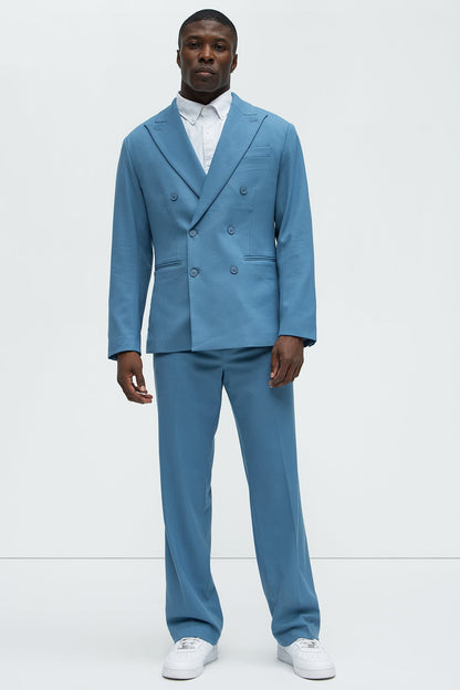 High Peak Lapel Suit Blazer - Slate Blue