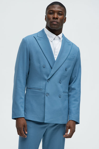 High Peak Lapel Suit Blazer - Slate Blue