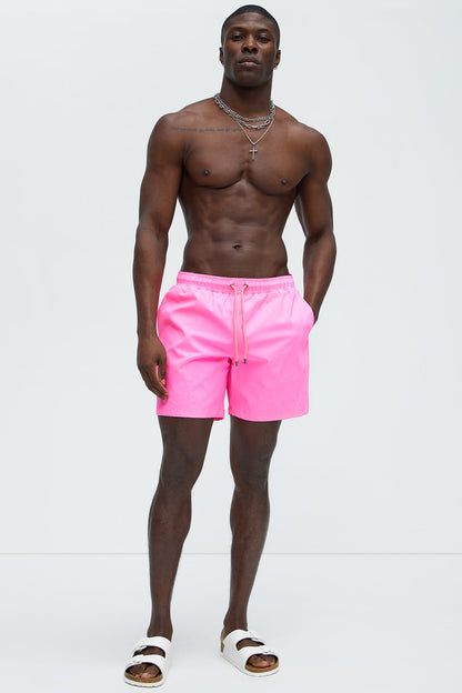 Montez Stretch Swim Trunk 7″ - Neon Pink