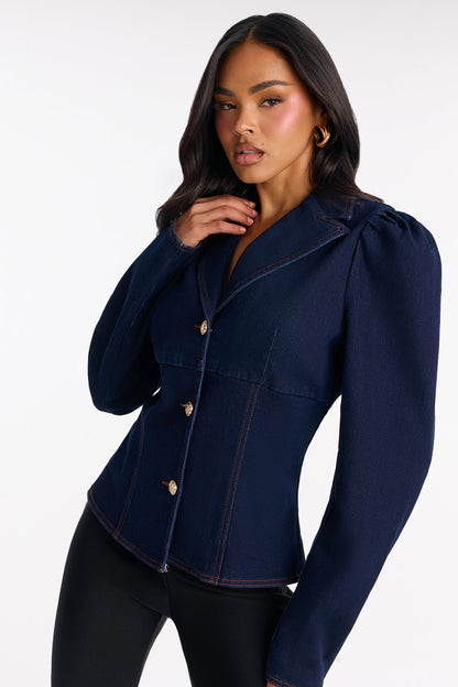 Golden Regiment Stretch Denim Blazer - Dark Denim