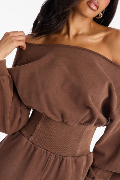 Come Find Me Terry Romper - Chocolate