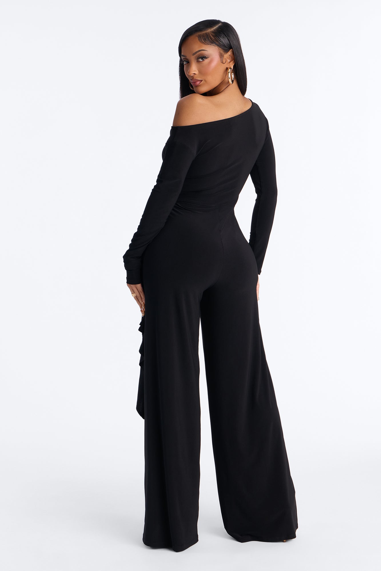 Adri Draped Wide Leg Jumpsuit - Black