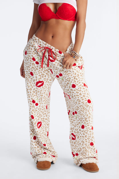 Wild Kisses Plush PJ Pants - White/combo