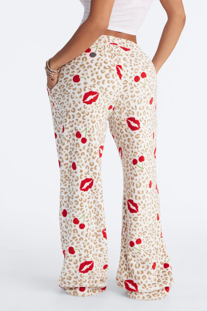 Wild Kisses Plush PJ Pants - White/combo