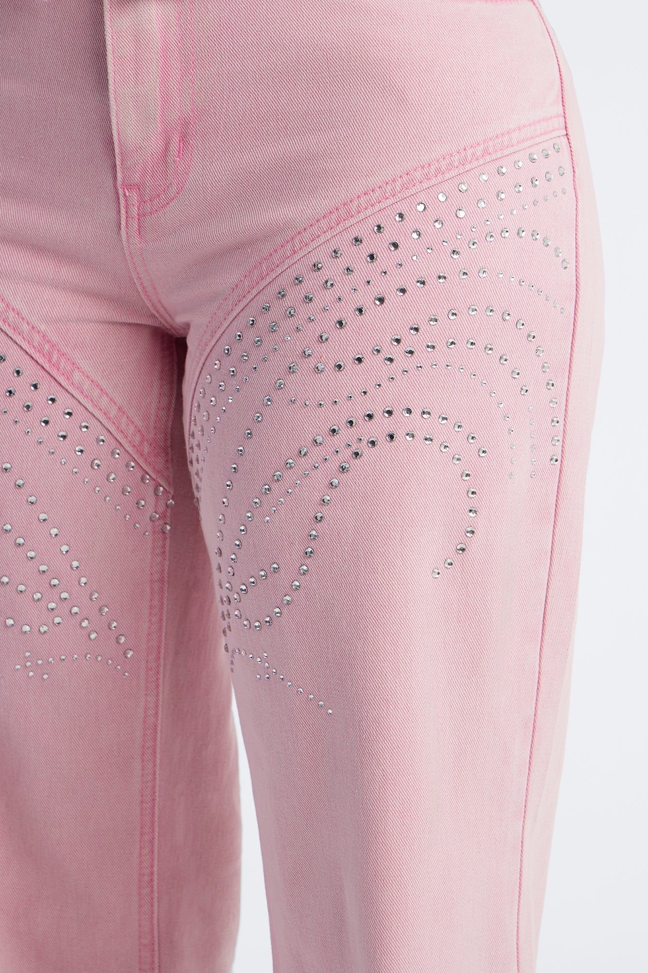 Crush On You Low Rise Embellished Jeans - Pink