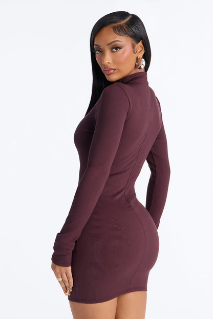 Maribel Snatched Mini Dress - Chocolate