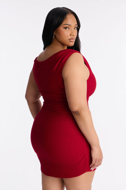 Noor Sleeveless Ribbed Mini Dress - Red