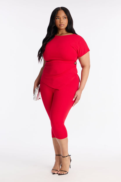 Raye Ponte Capri Set - Red