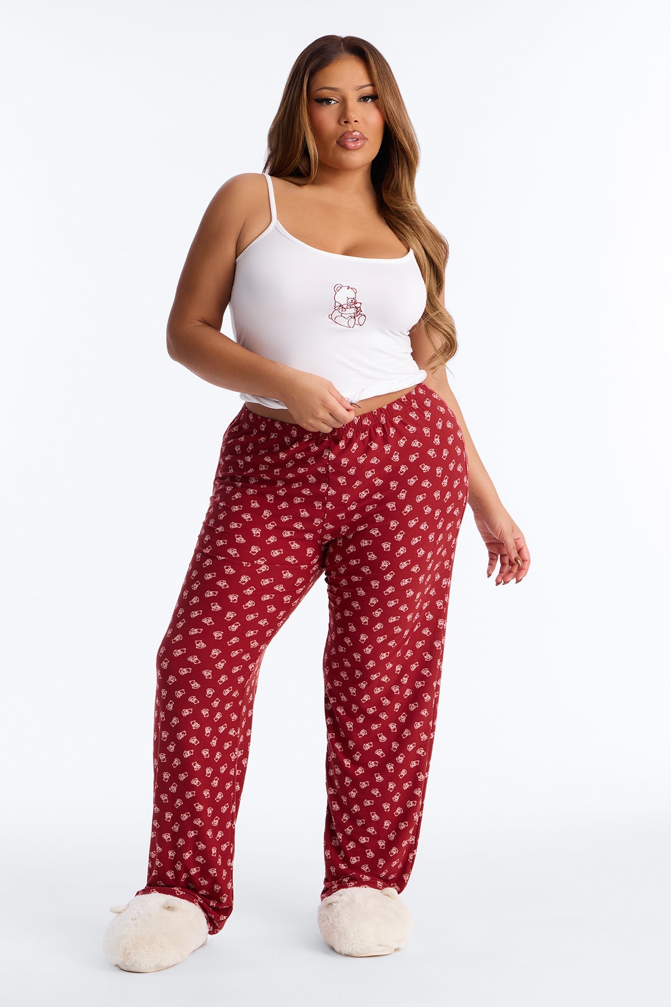Bear Hugs Cami PJ Pant Set - Burgundy