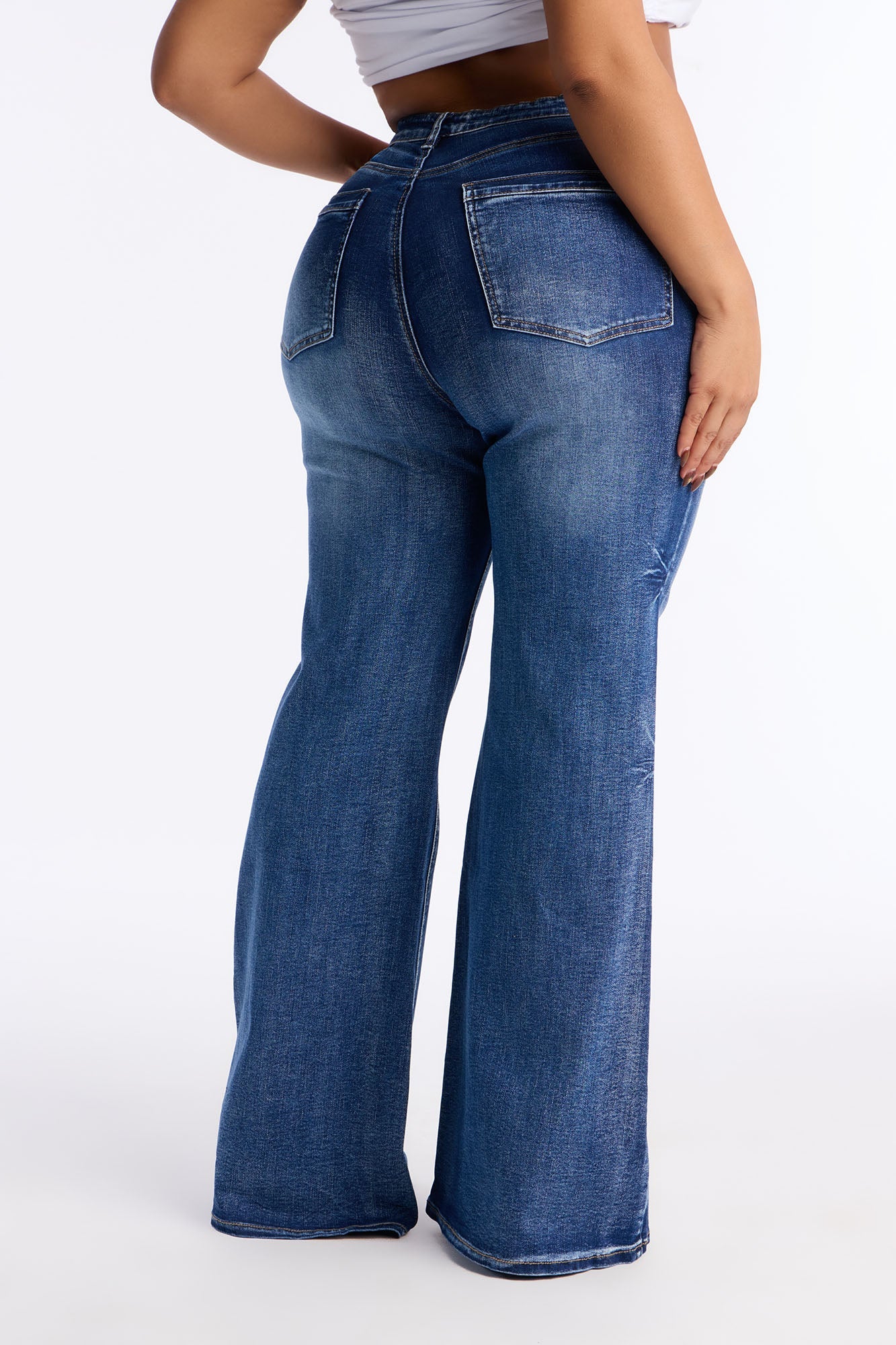 Balboa Basic High Rise Stretch Wide Leg Jeans - Dark Wash