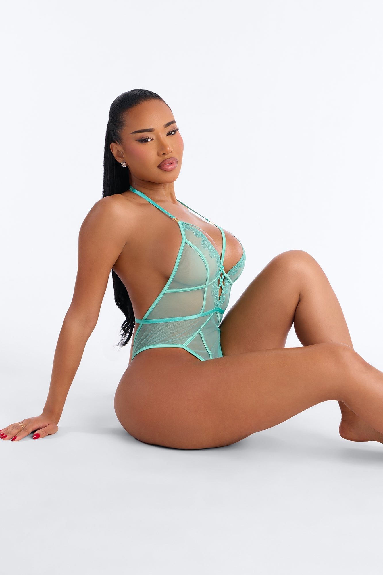 Nervous Around You Embroidered Butterfly Teddy - Mint