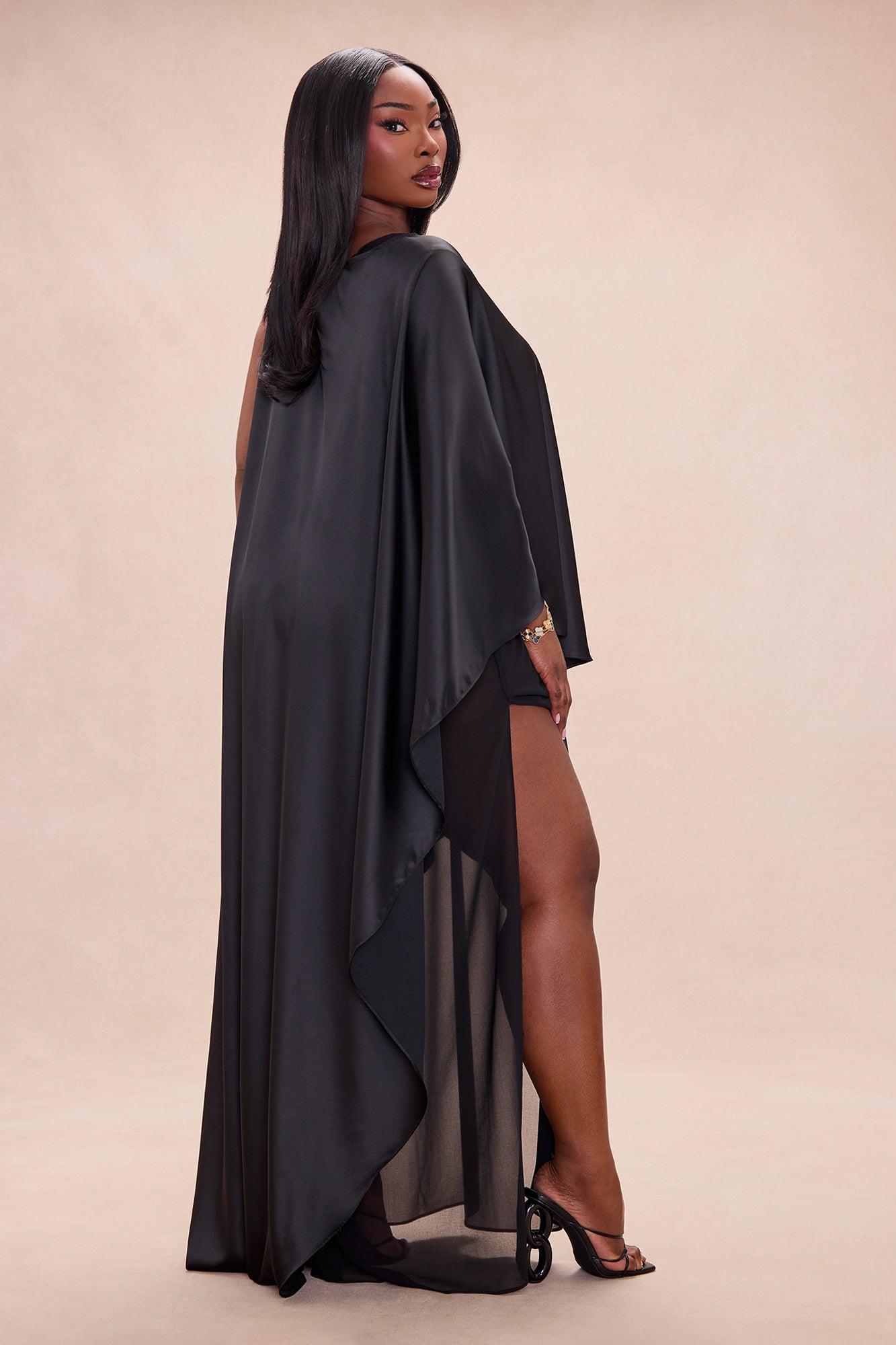 Cosmia Satin Maxi Dress - Black
