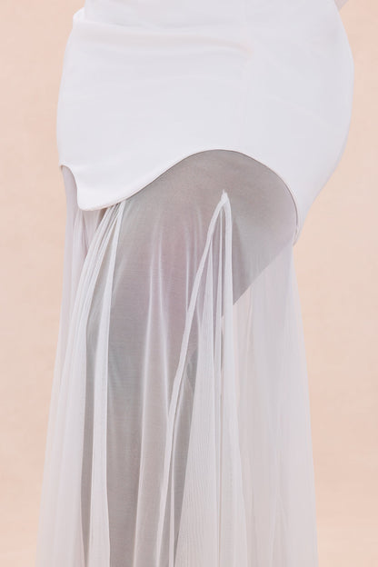Serene 2 Piece Mesh Maxi Dress Set - White