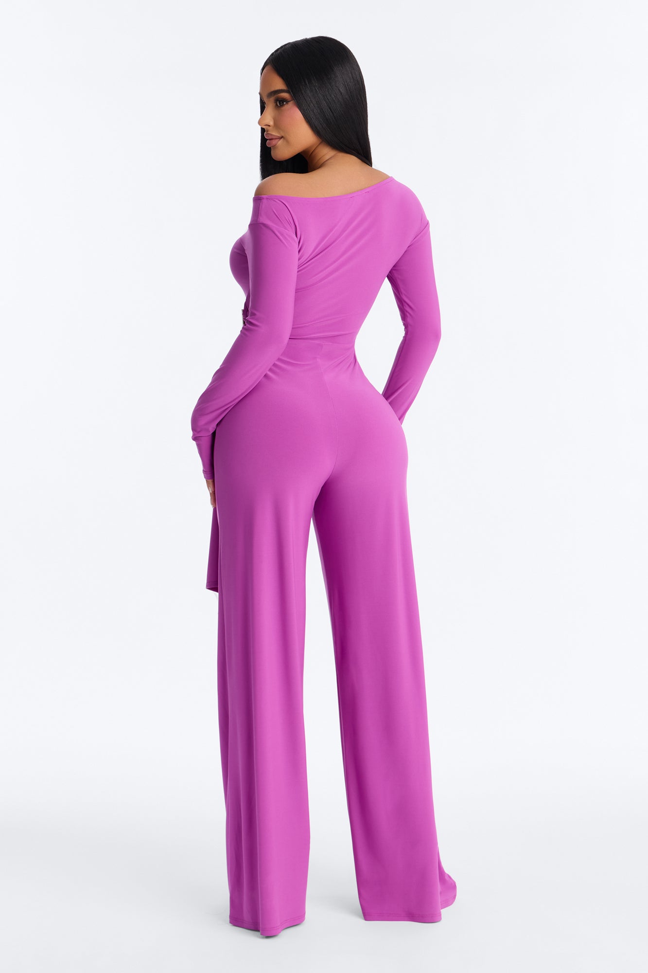 Adri Draped Wide Leg Jumpsuit - Magenta