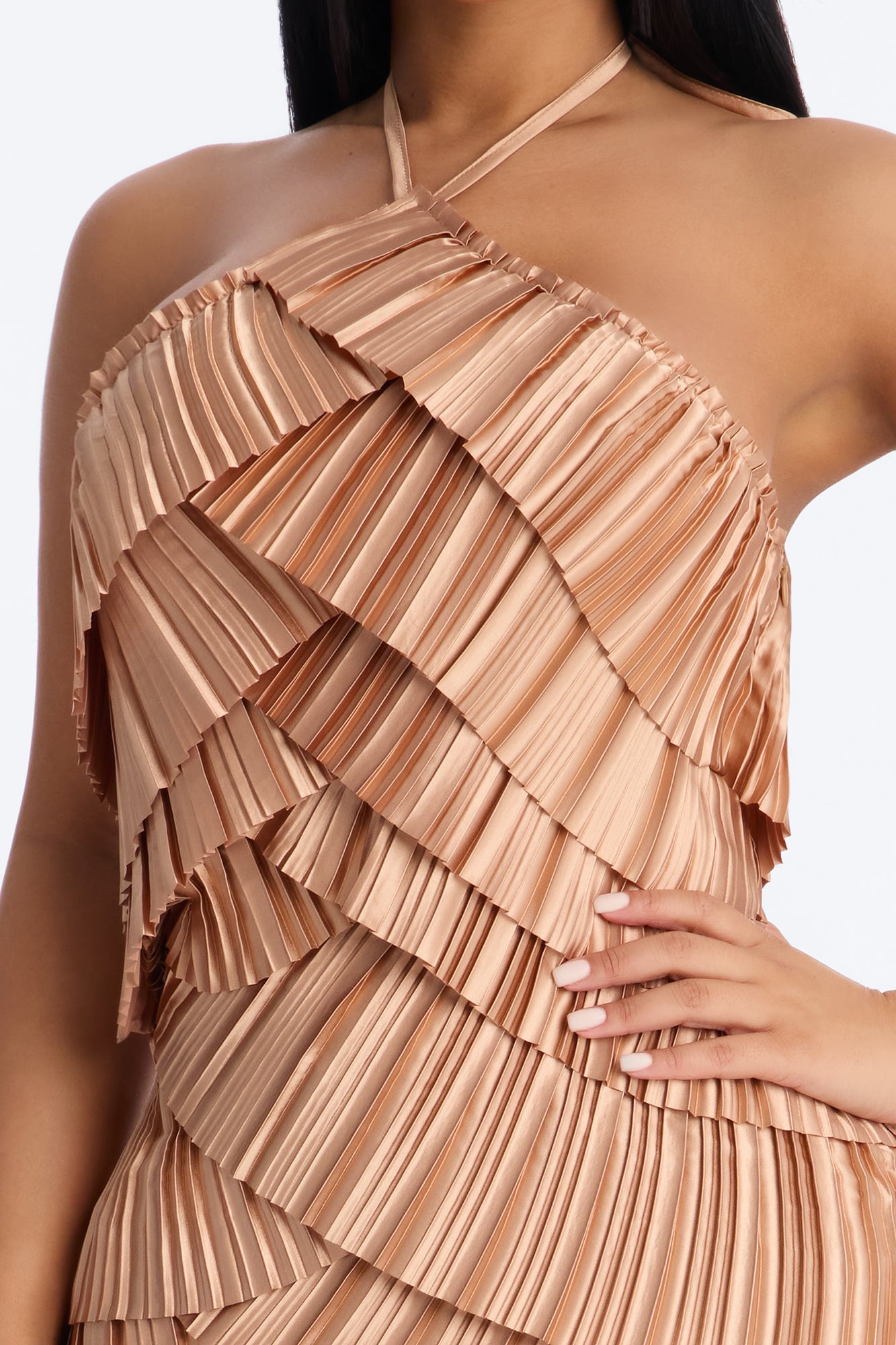 Tier And Now Plisse Maxi Dress - Sand