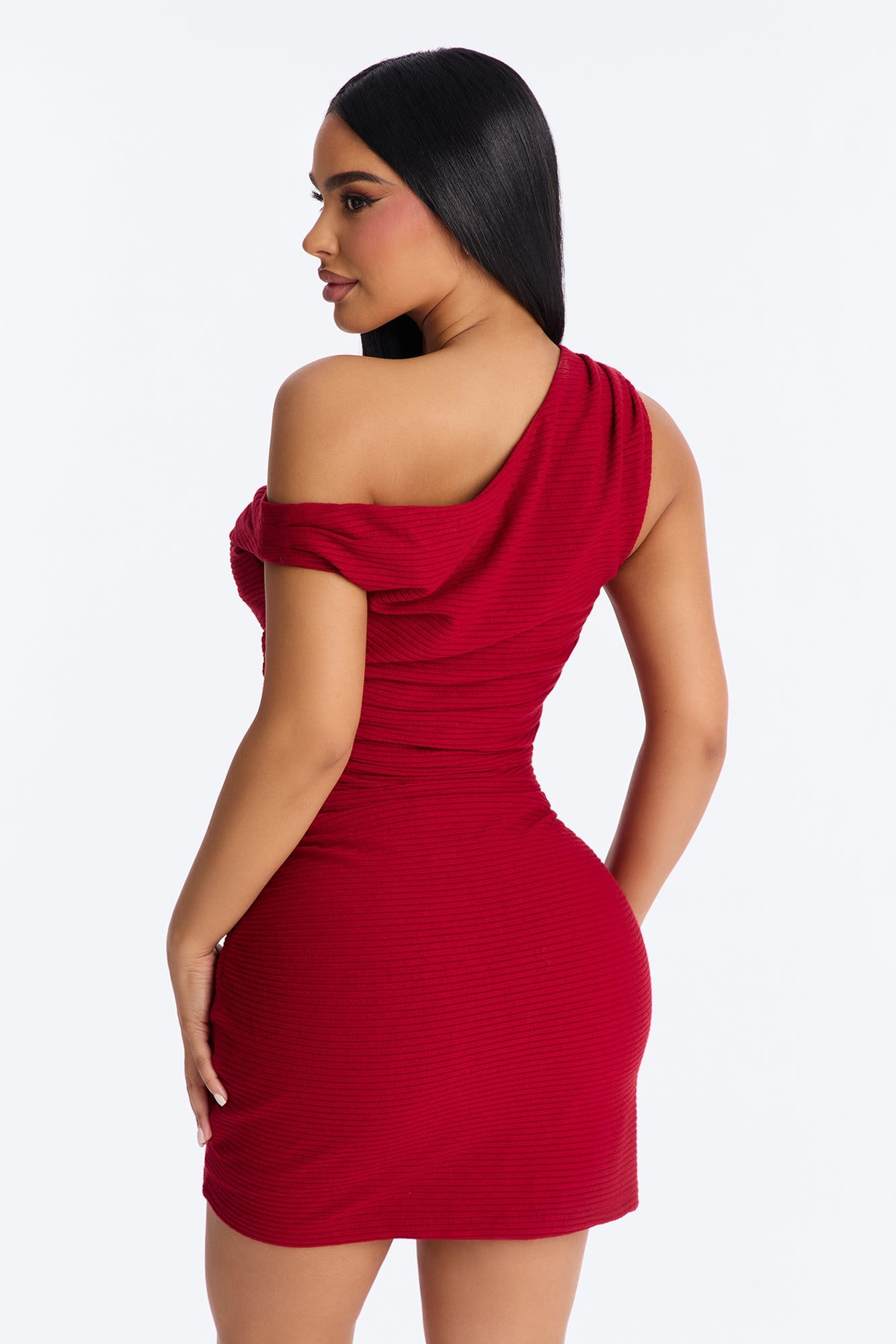 Noor Sleeveless Ribbed Mini Dress - Red