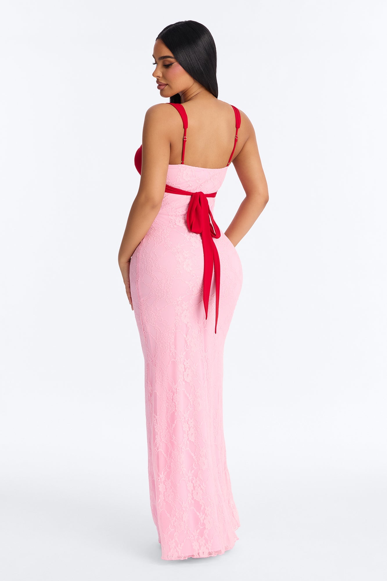 Delphine Lace Maxi Dress - Pink/combo