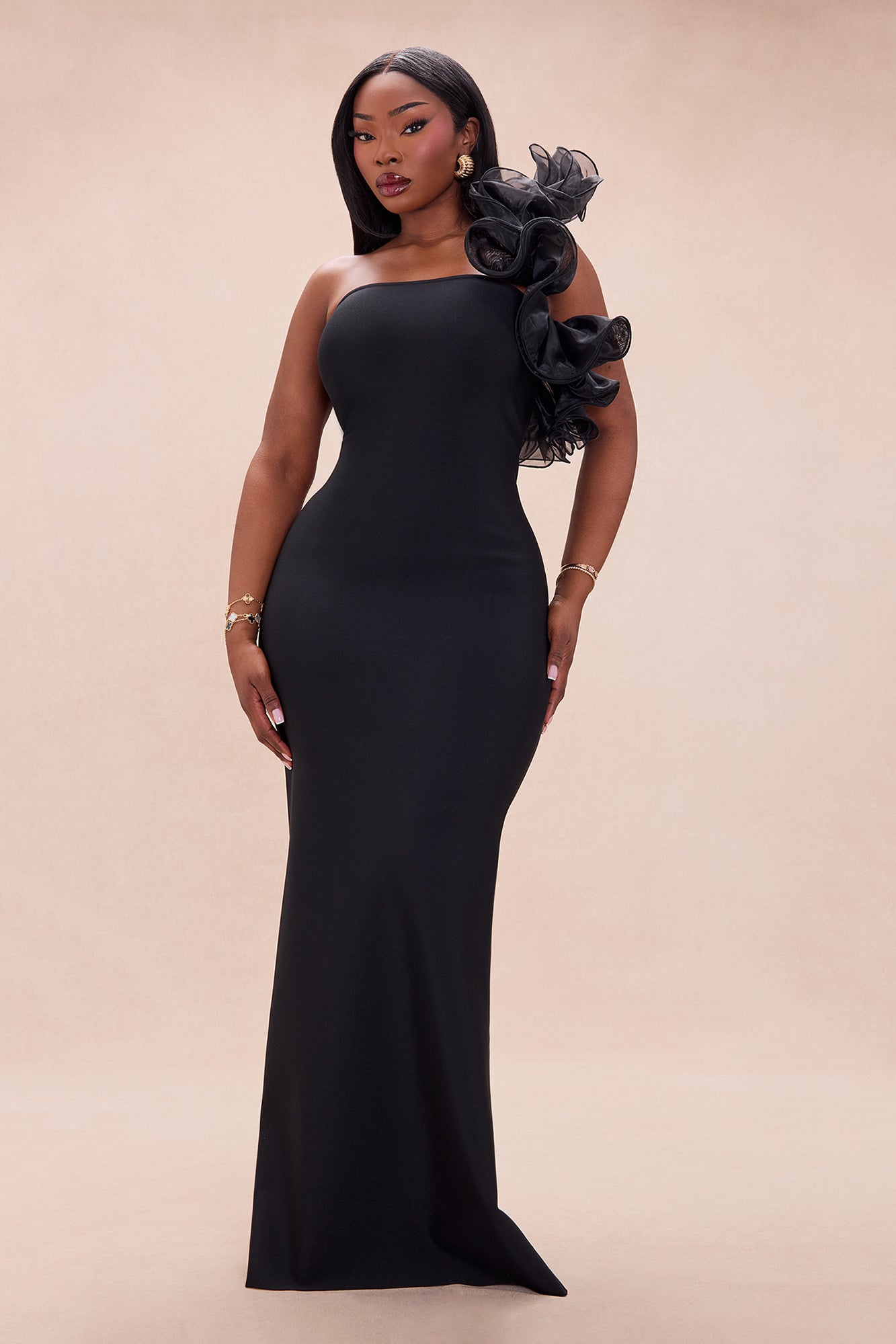 Daniella Bandage Maxi Dress - Black