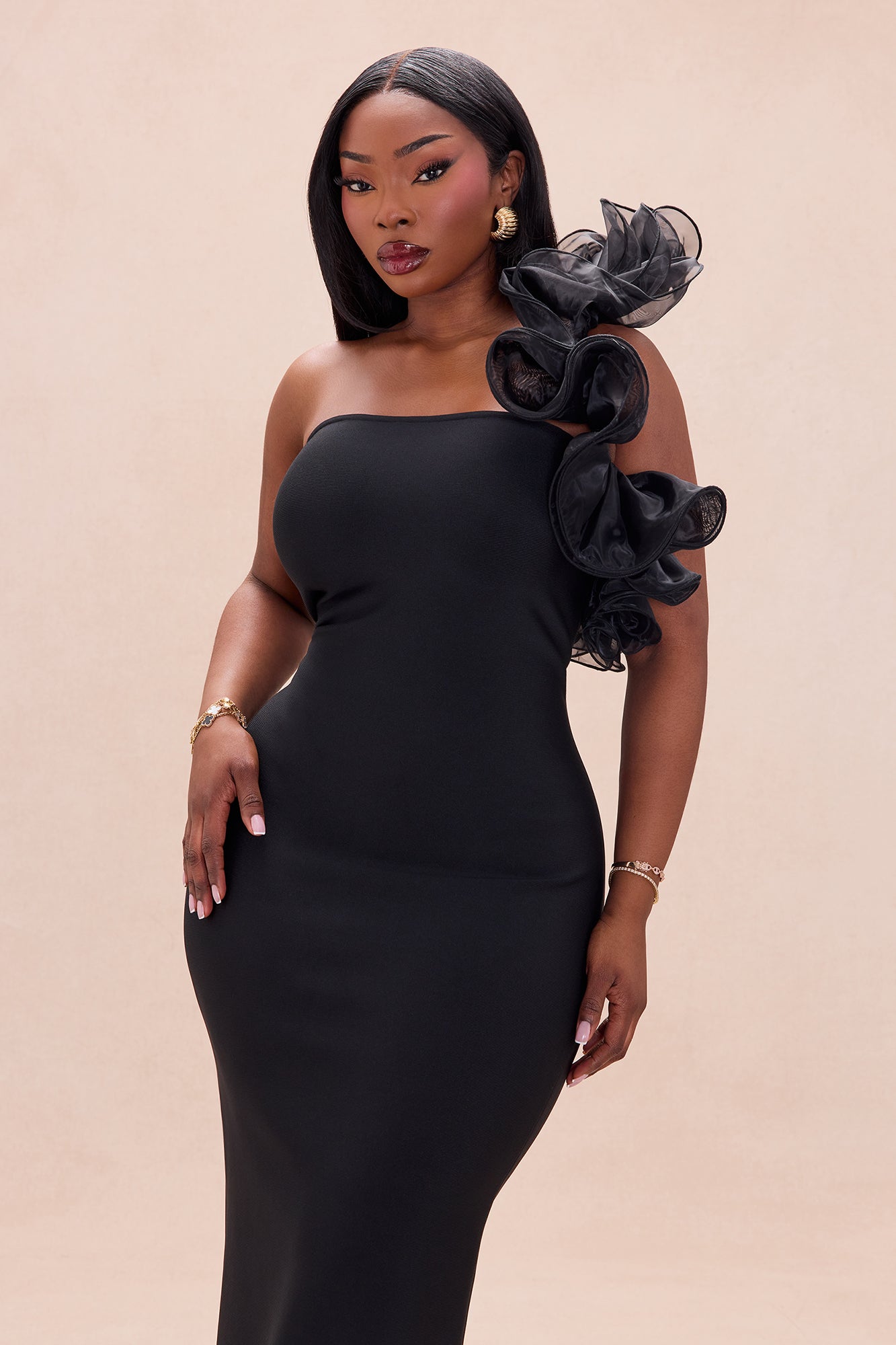 Daniella Bandage Maxi Dress - Black