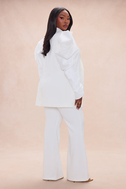 Vega Puff Sleeve Blazer Pant Set - White