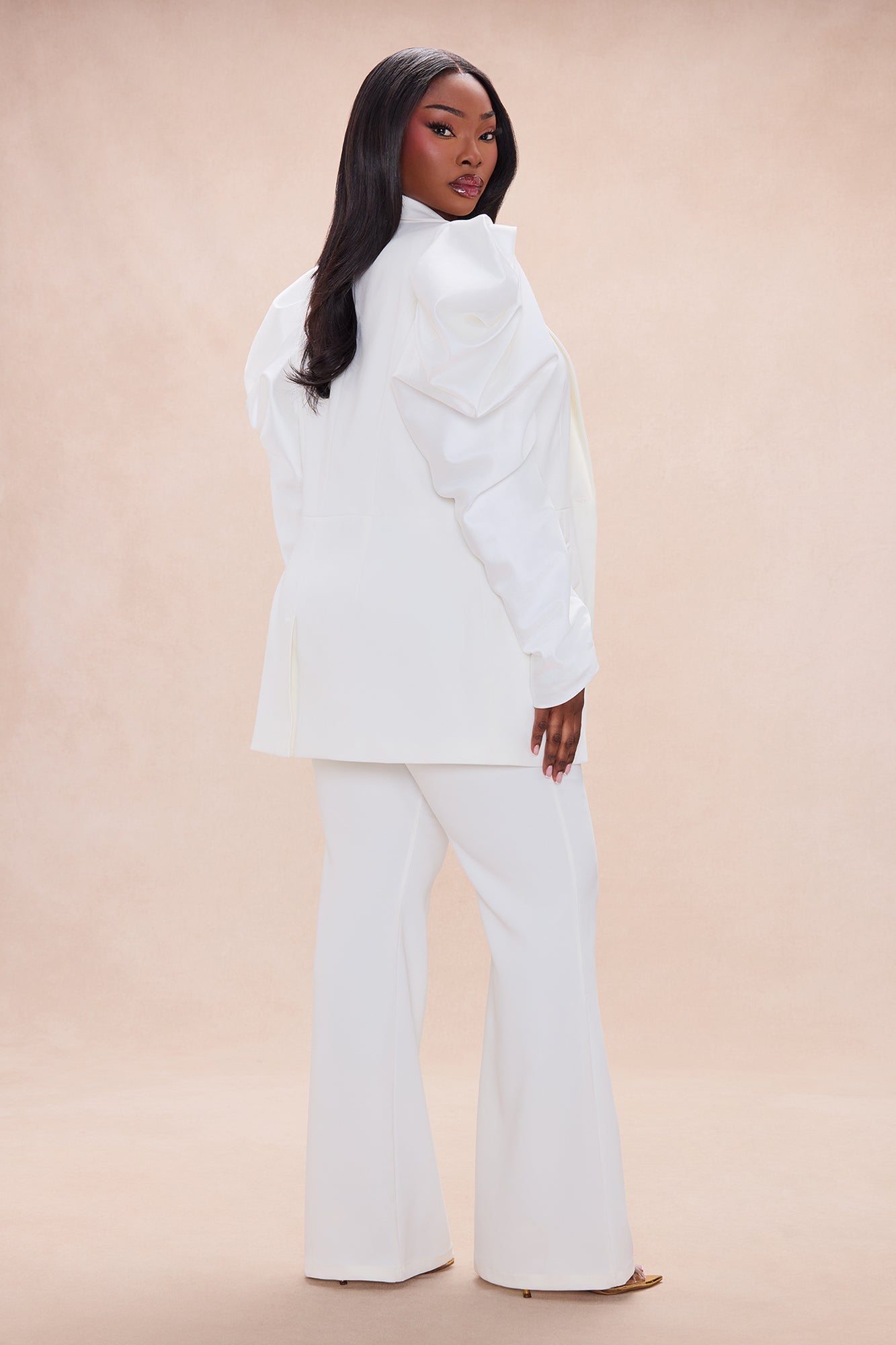 Vega Puff Sleeve Blazer Pant Set - White