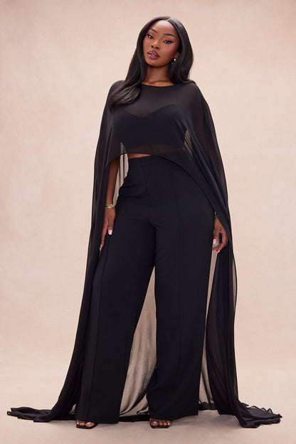 Forever Yours Chiffon Pant Set - Black