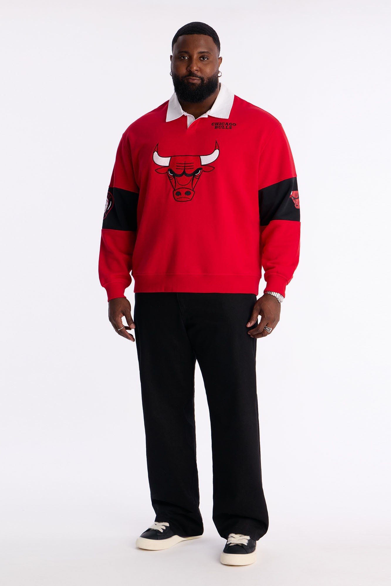 Bulls Long Sleeve Fleece Polo - Red