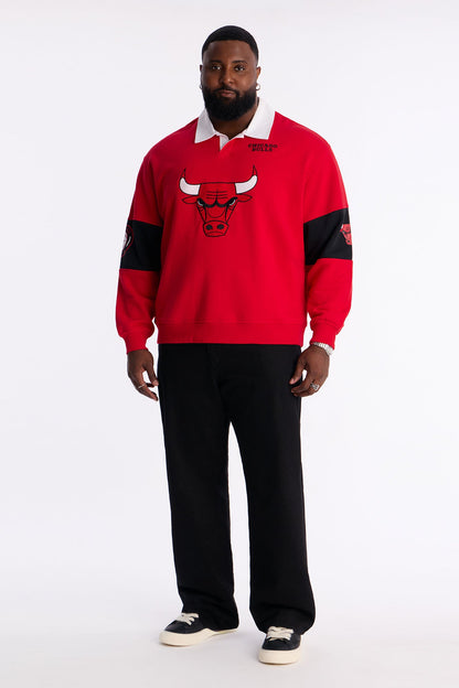 Bulls Long Sleeve Fleece Polo - Red
