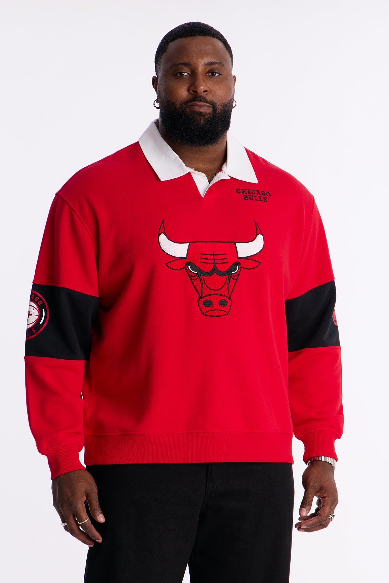 Bulls Long Sleeve Fleece Polo - Red