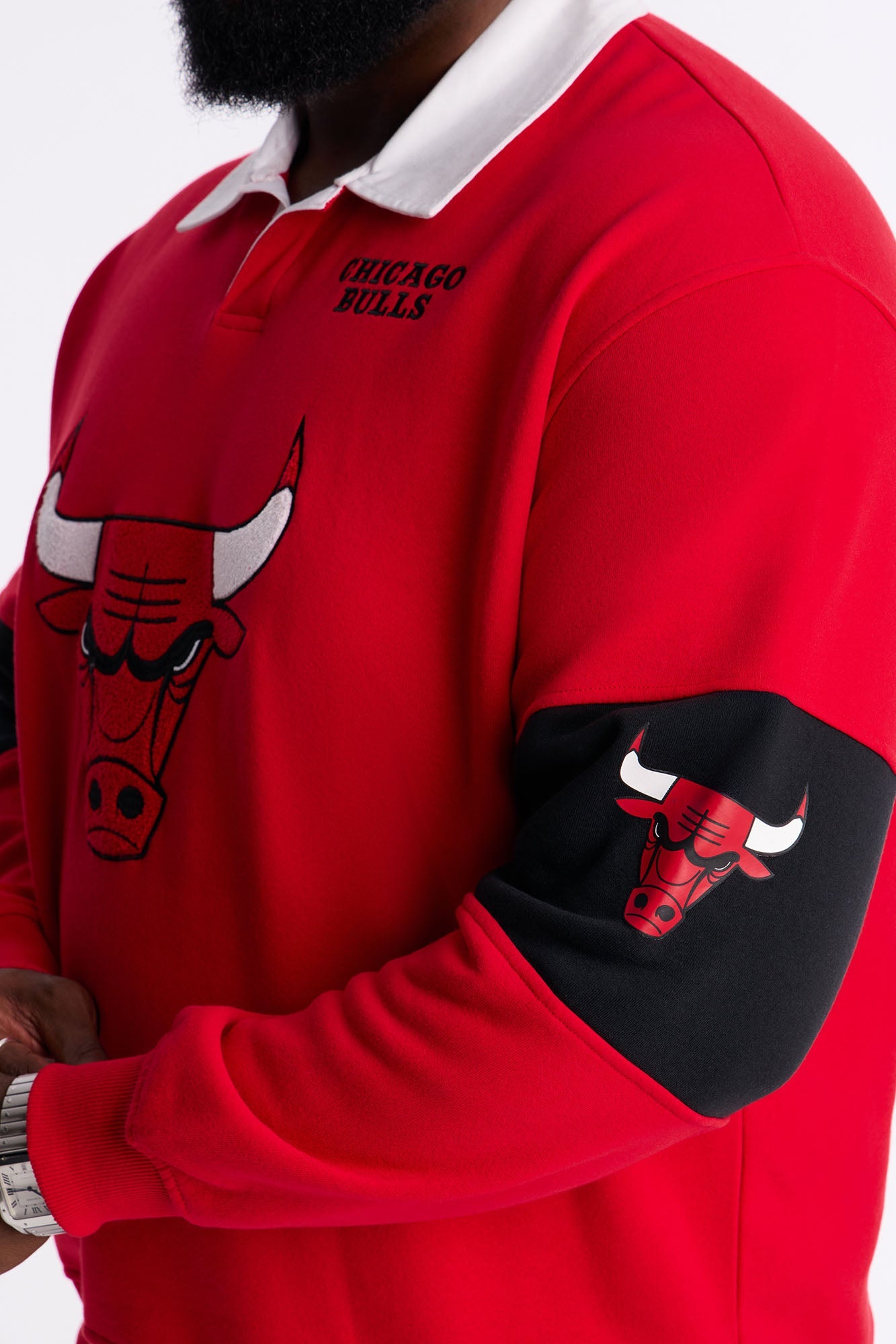 Bulls Long Sleeve Fleece Polo - Red