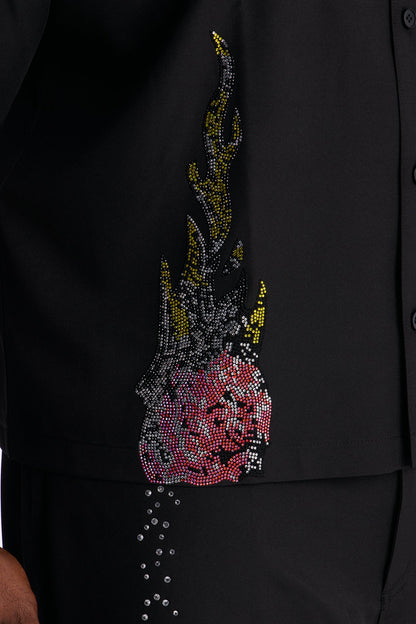 Genesis Origin Embellished Button Up Shirt - Black