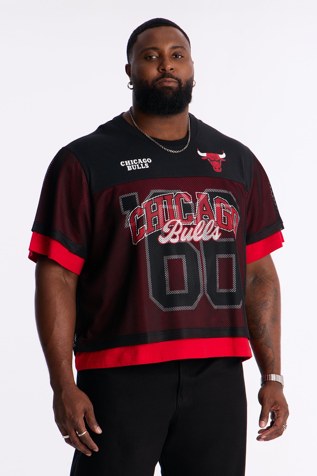 Bulls Lay Up Jersey Mesh Top - Black