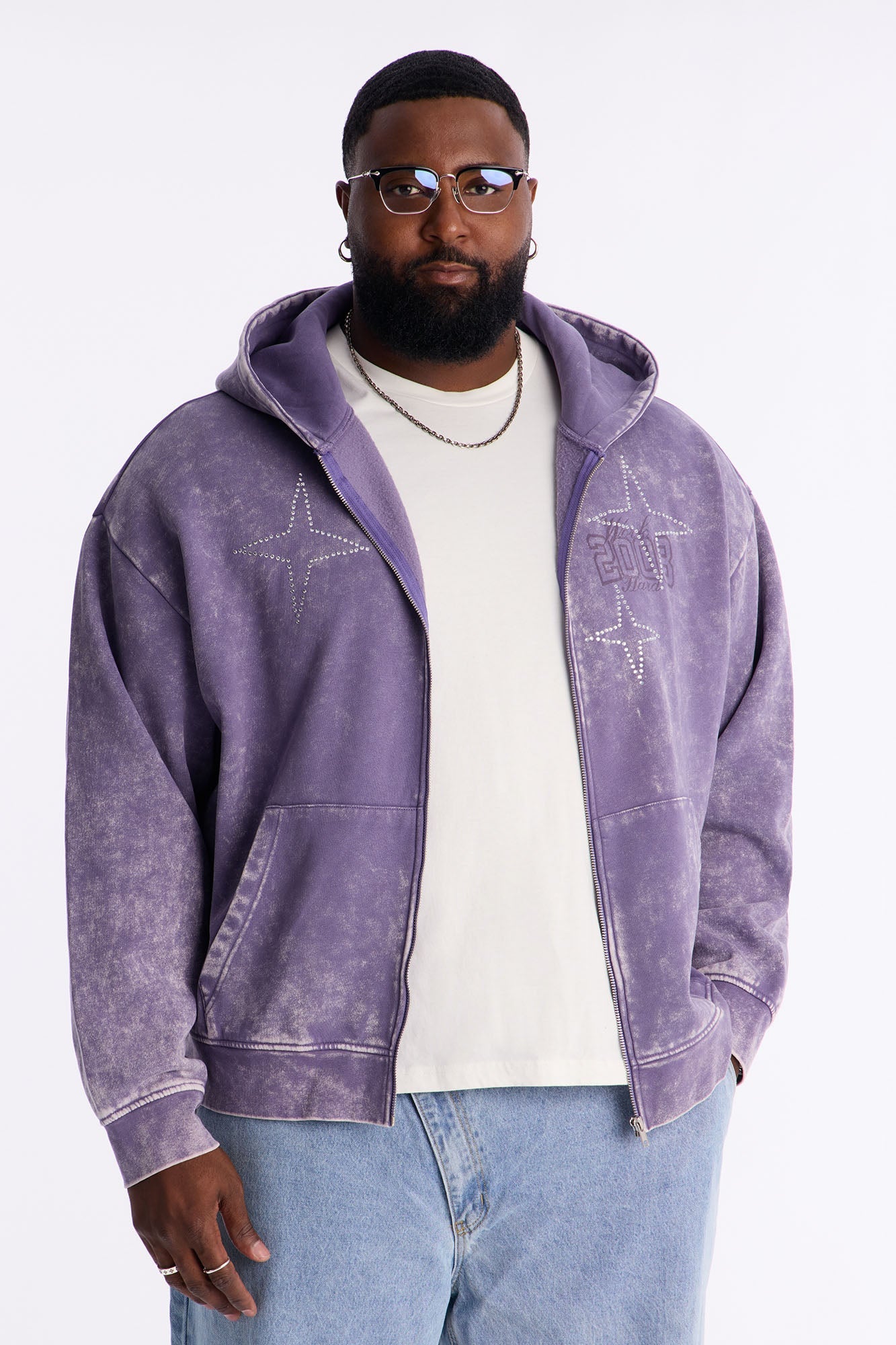 MVP Rhinestone Zip Hoodie - Lavender
