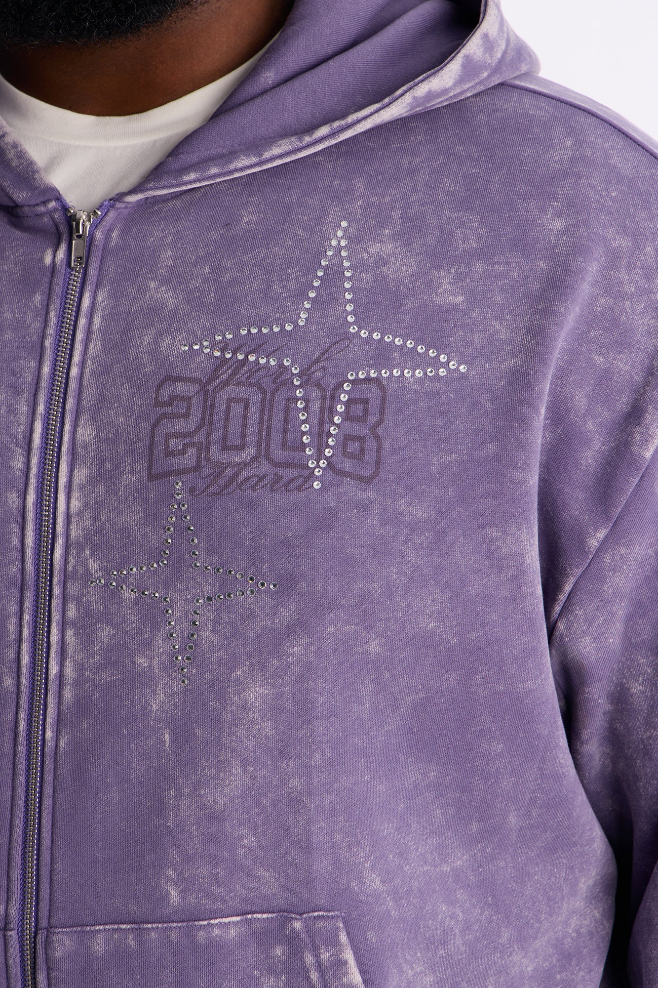 MVP Rhinestone Zip Hoodie - Lavender