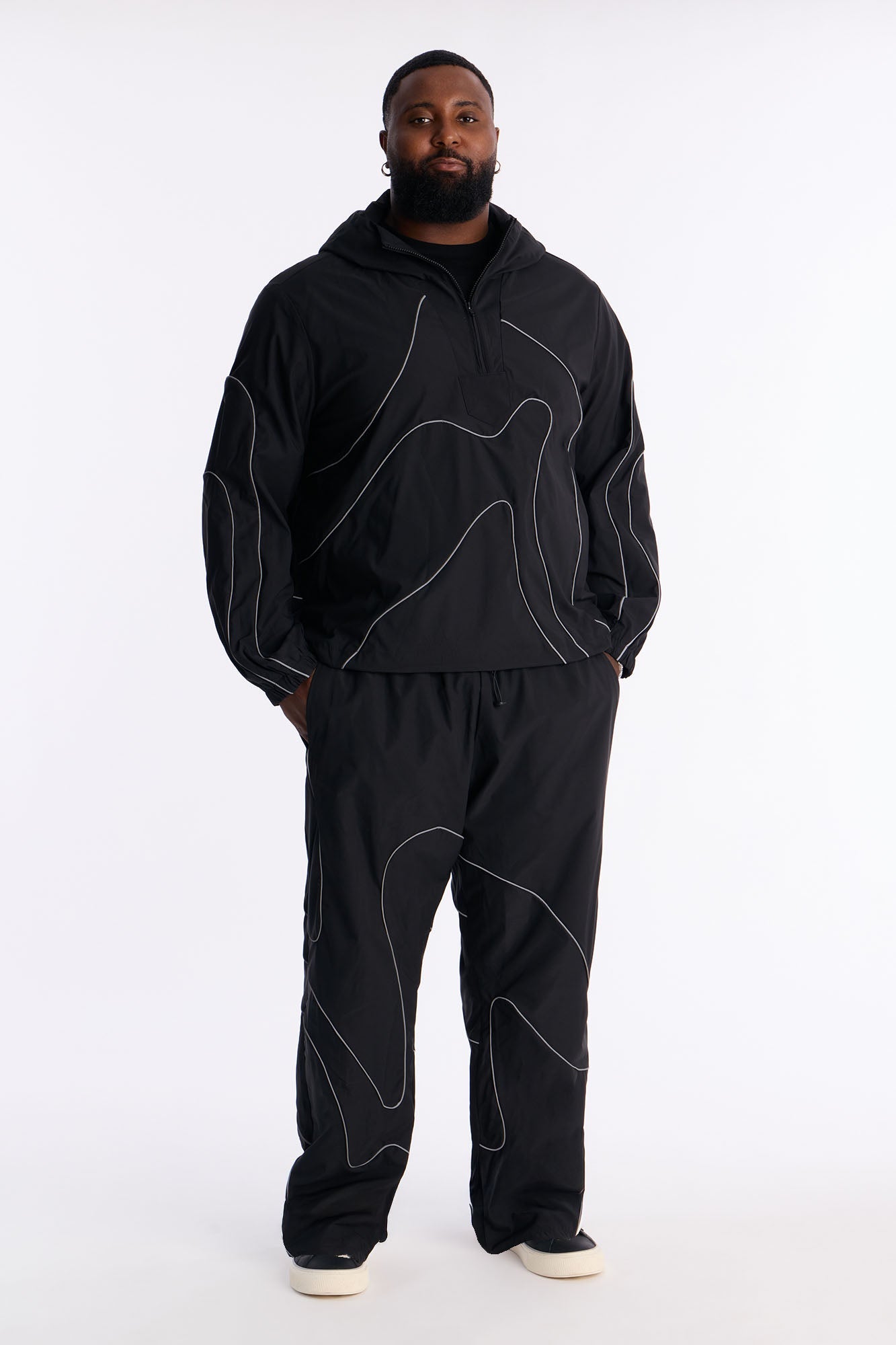 Straight Futuristic Mode Track Pant - Black