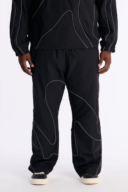 Straight Futuristic Mode Track Pant - Black