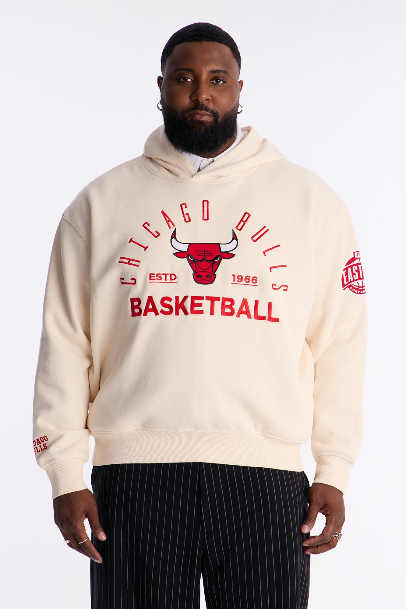 Bulls Embroidered Oversized Hoodie - Cream