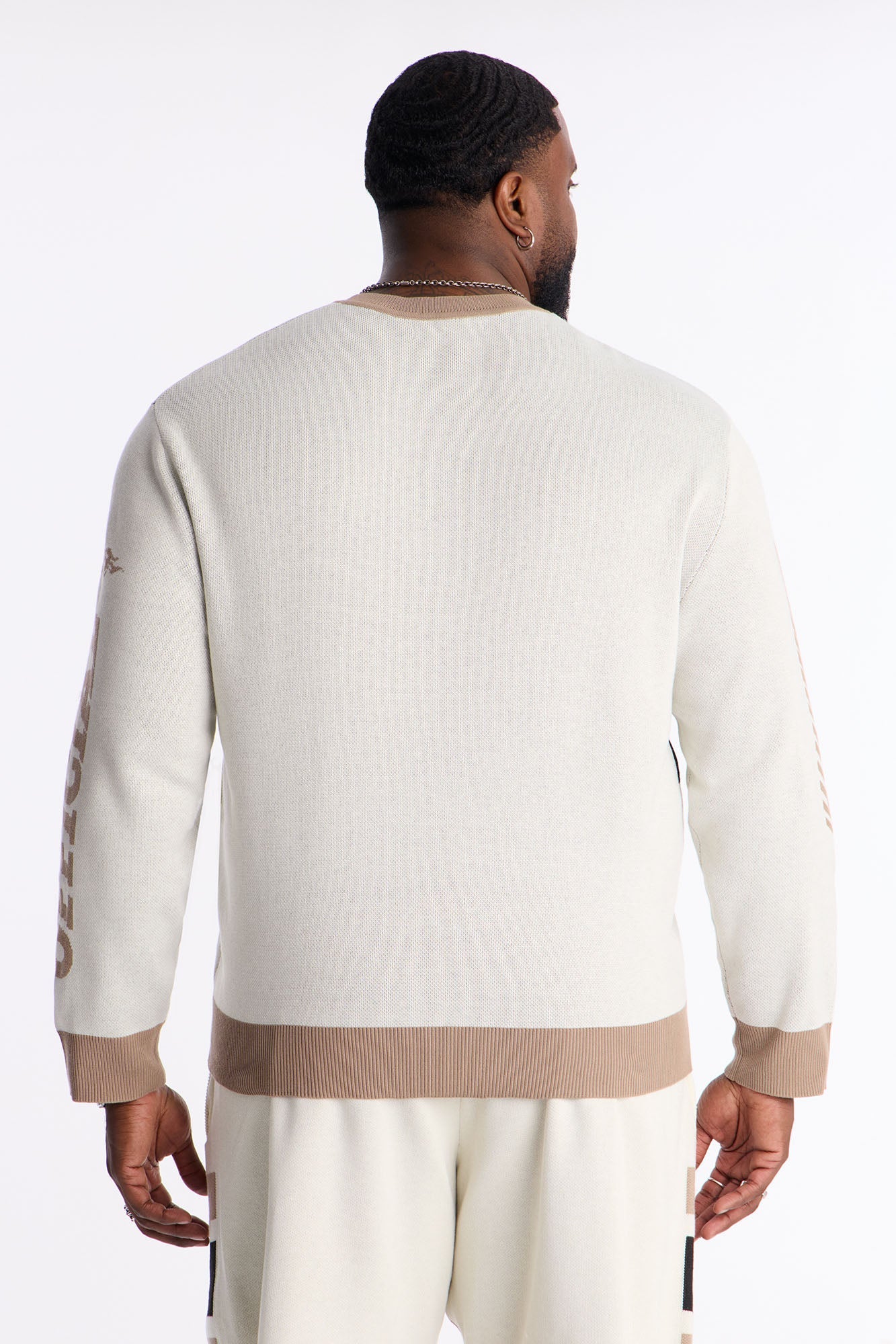 Retro Moto Stripe Sweater Shirt - Cream