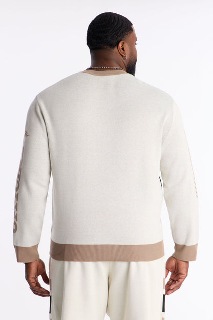 Retro Moto Stripe Sweater Shirt - Cream