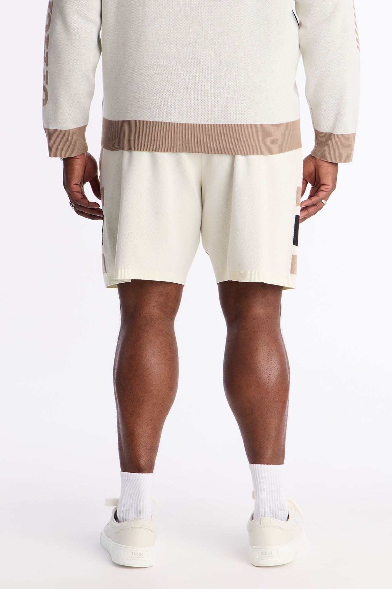 Retro Moto Stripe Sweater Short - Cream