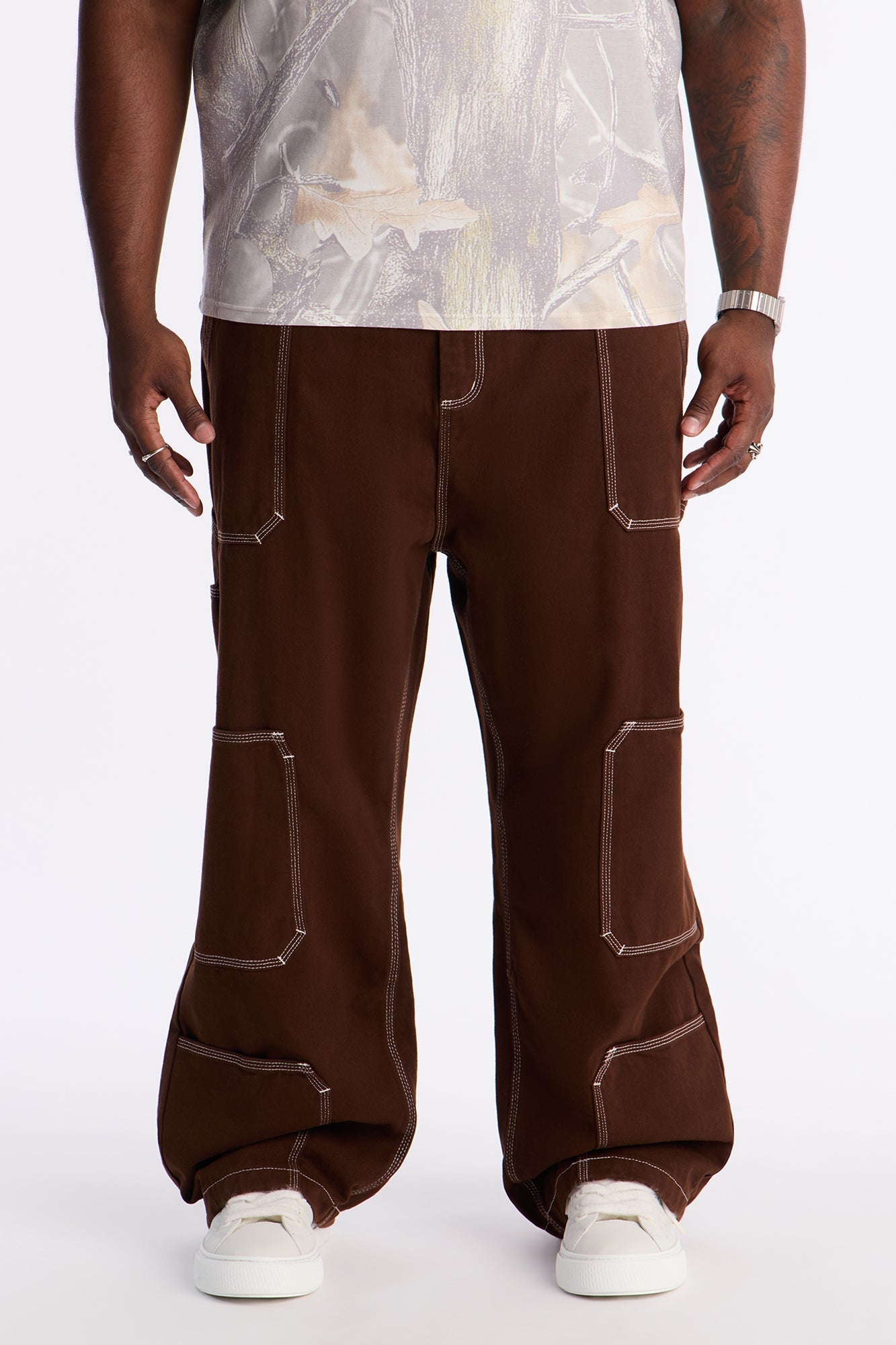 Baggy Tetris Maze Multi Pocket Pant - Brown