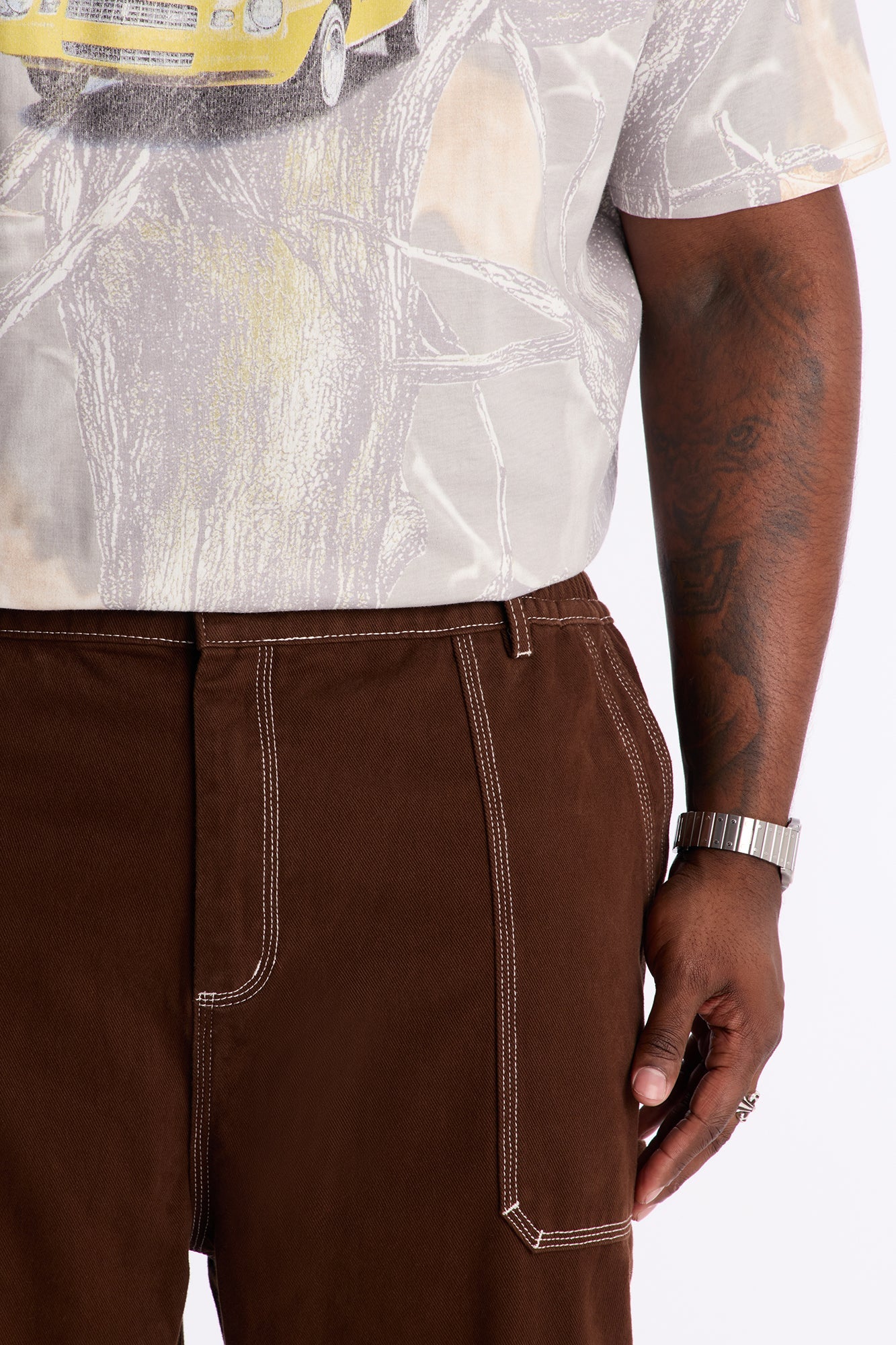 Baggy Tetris Maze Multi Pocket Pant - Brown