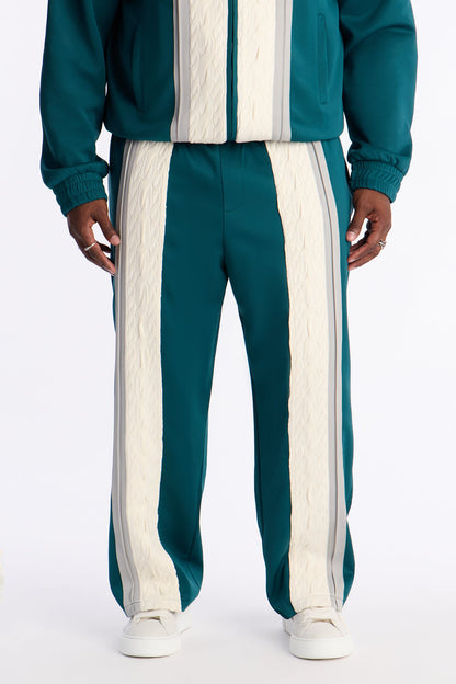Straight Contrast Panel Knitted Track Pant - Teal