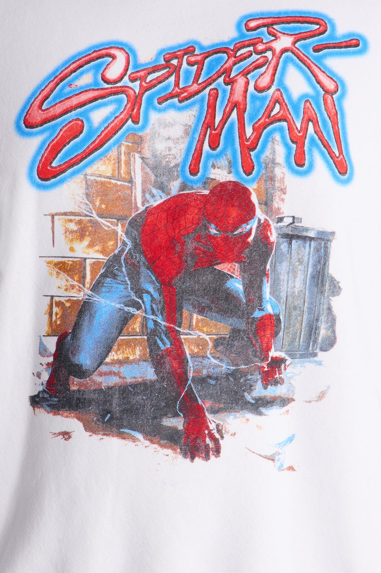 Marvel Spiderman Crawling Spider Crew Neck Sweatshirt - White