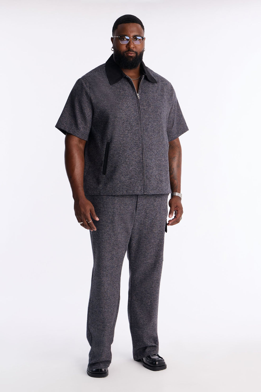 Atelier District Zip Up Shirt - Navy
