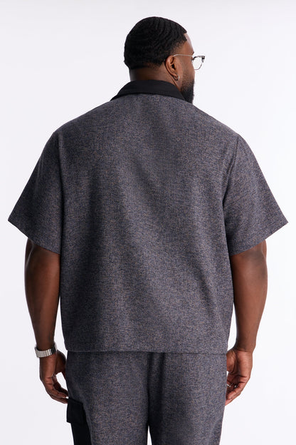 Atelier District Zip Up Shirt - Navy