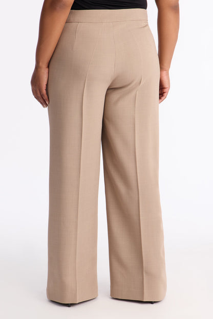 Polished Perfection Crepe Tie Waist Trouser 33″ - Stone