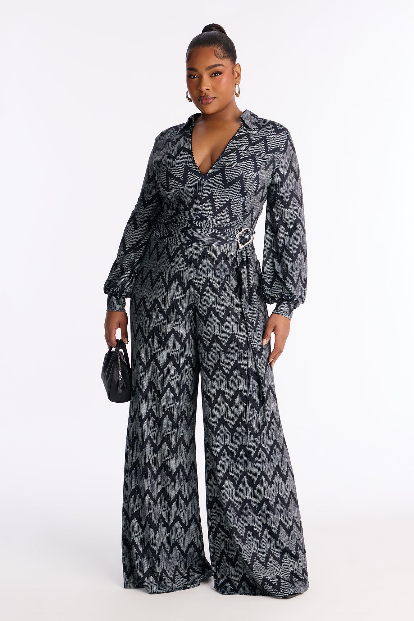 Cherise Buckle Wide Leg Jumpsuit - Black