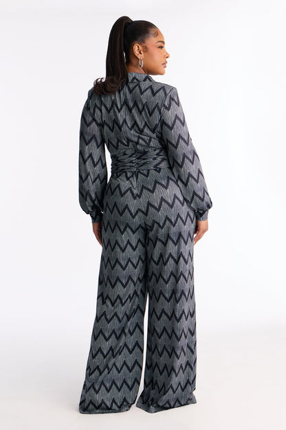 Cherise Buckle Wide Leg Jumpsuit - Black