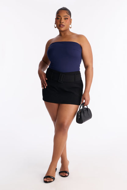 Carmen Belted Crepe Woven Mini Skort - Black